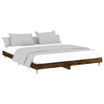 Cadre de lit sans matelas chêne fumé 200x200 cm bois ingénierie