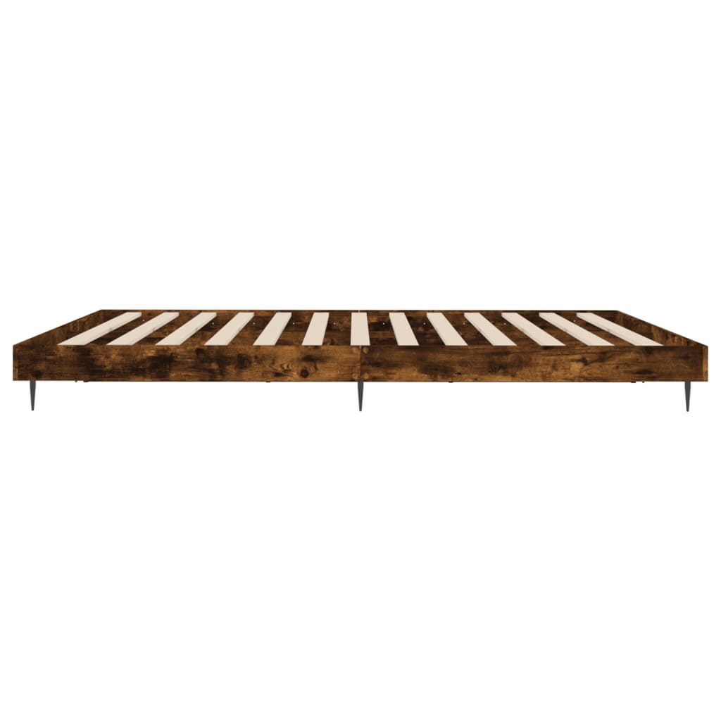 Cadre de lit sans matelas chêne fumé 200x200 cm bois ingénierie