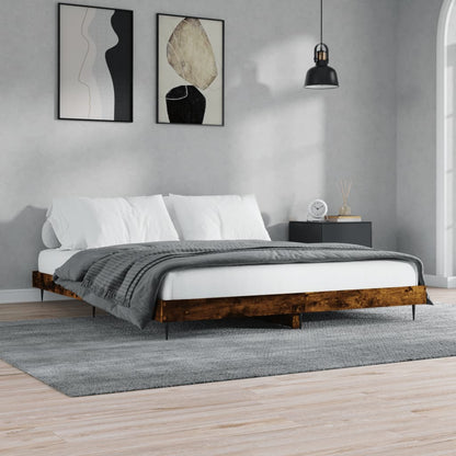 Cadre de lit sans matelas chêne fumé 200x200 cm bois ingénierie