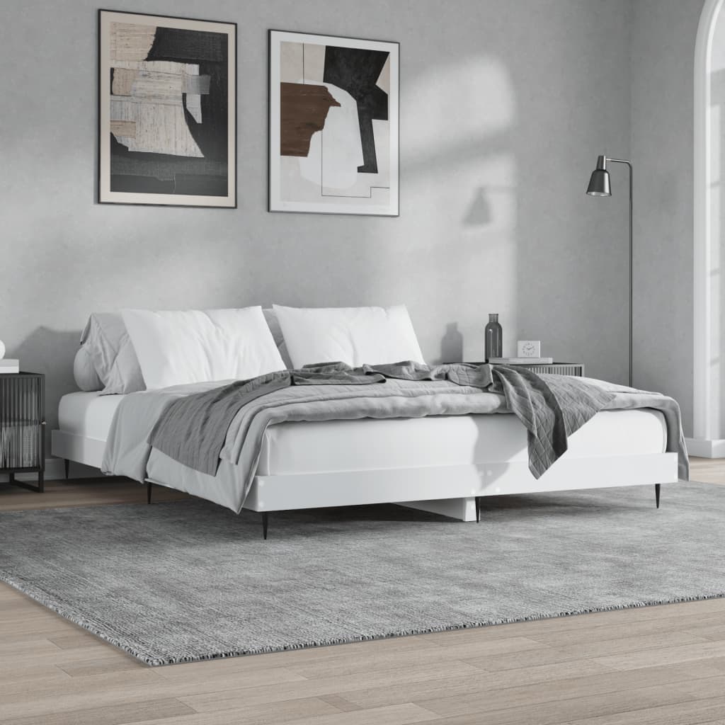 Cadre de lit sans matelas blanc 150x200 cm bois d'ingénierie