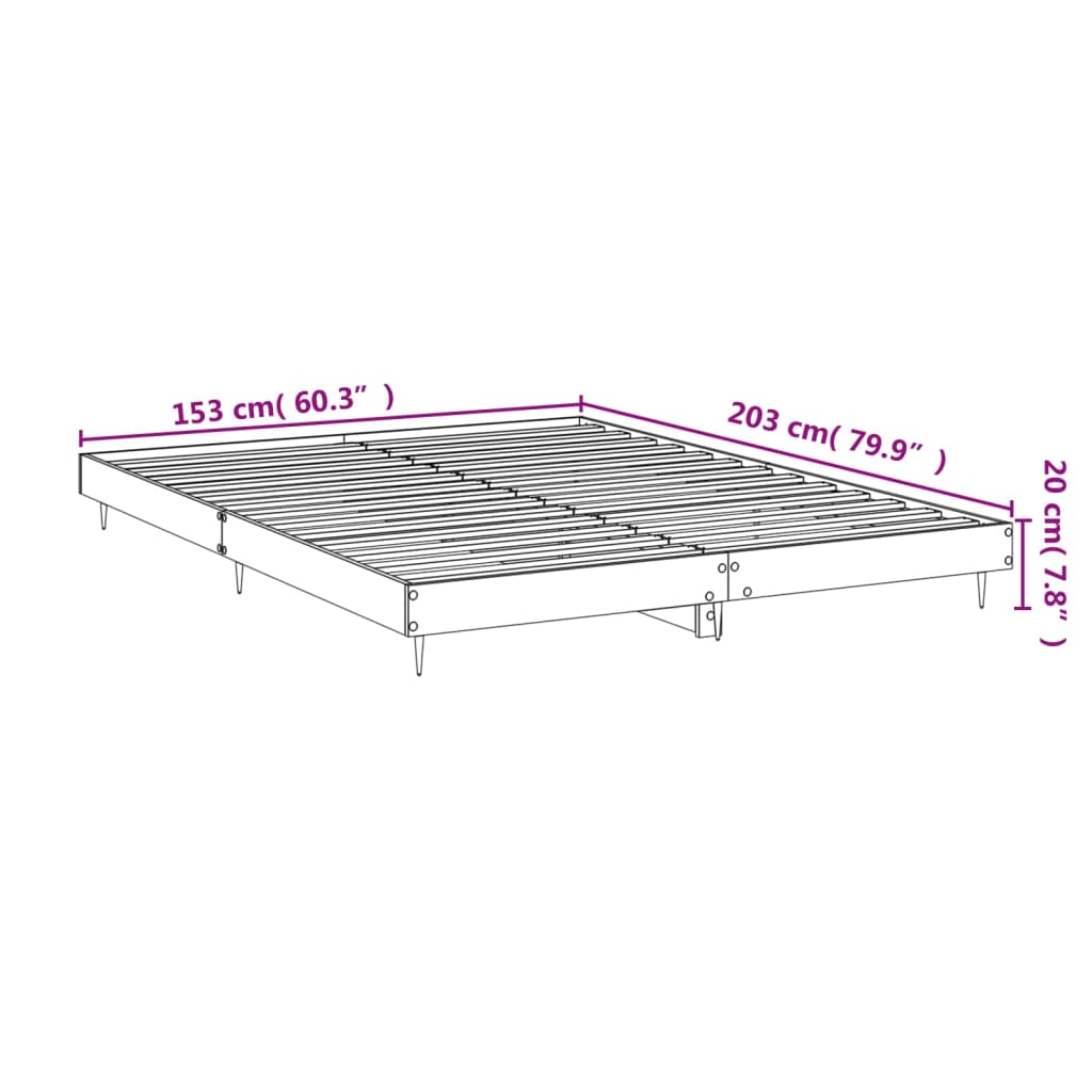 Cadre de lit sans matelas chêne fumé 150x200 cm bois ingénierie