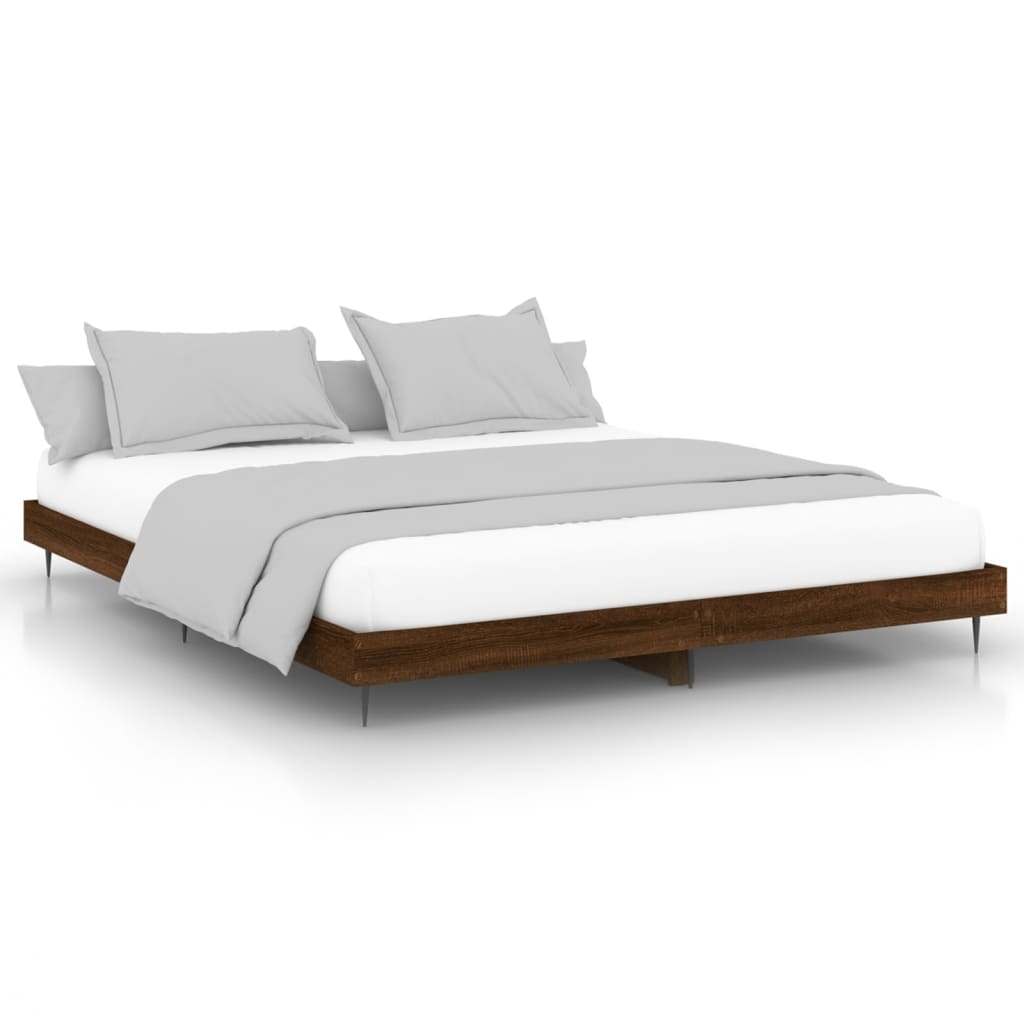 Cadre de lit sans matelas chêne marron 150x200 cm