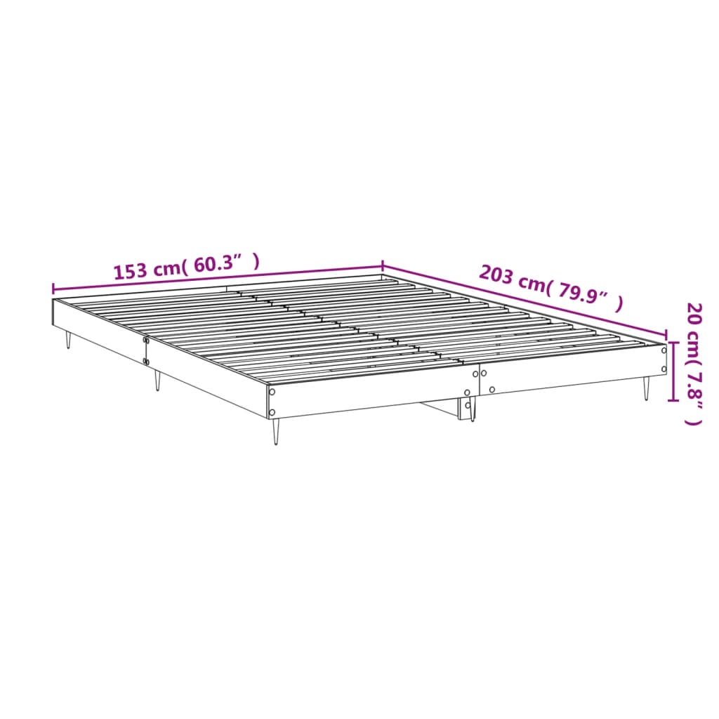 Cadre de lit sans matelas chêne marron 150x200 cm