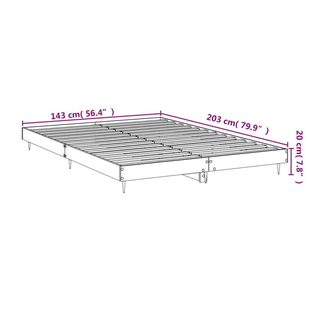 Cadre de lit sans matelas sonoma gris 140x200 cm