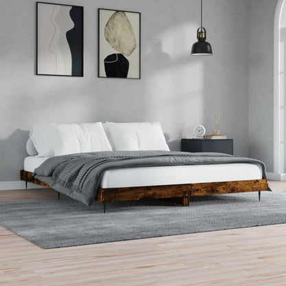 Cadre de lit sans matelas chêne fumé 120x200 cm bois ingénierie