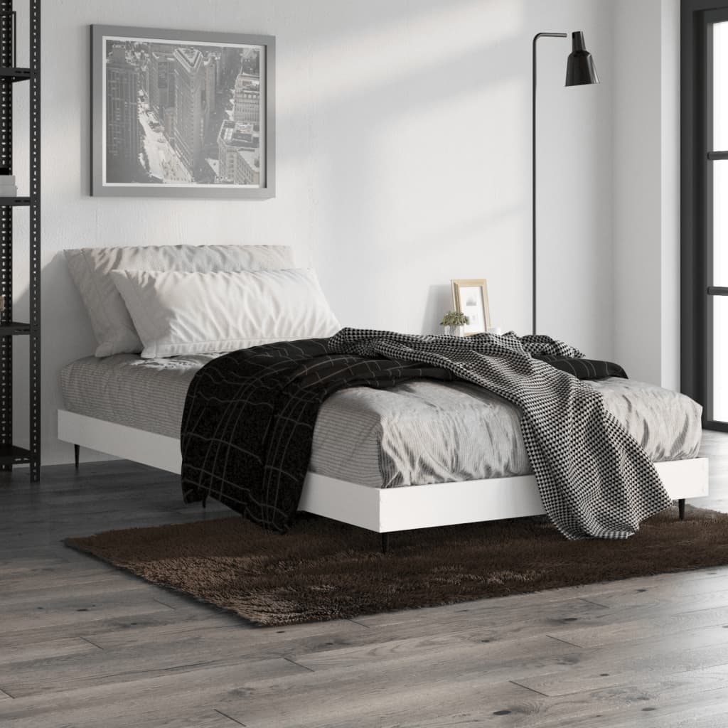 Cadre de lit sans matelas blanc 100x200 cm bois d'ingénierie