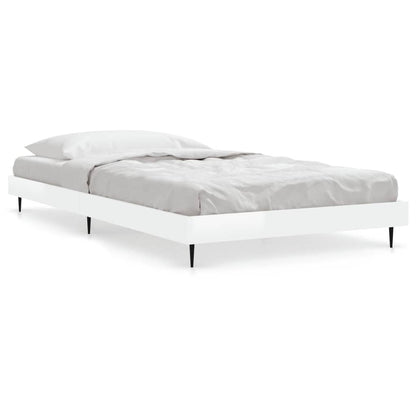 Cadre de lit sans matelas blanc brillant 100x200 cm