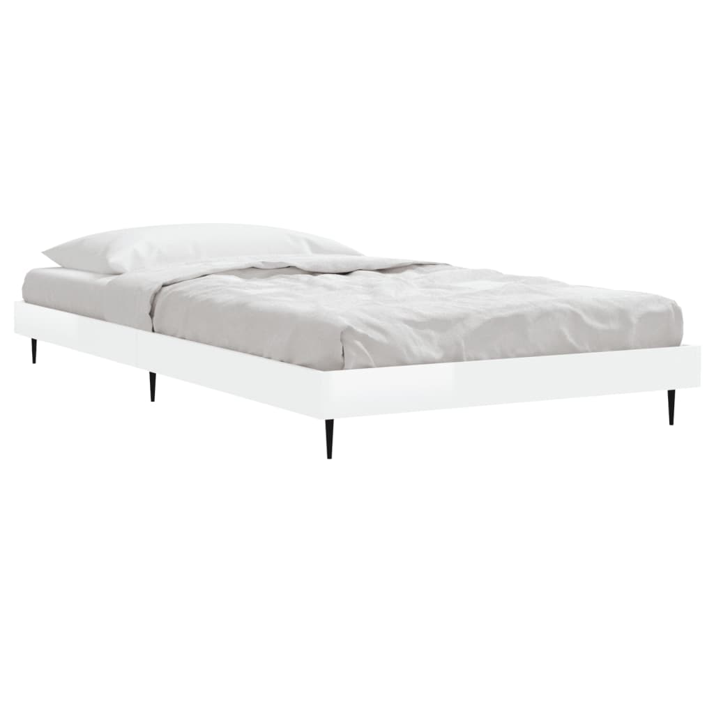 Cadre de lit sans matelas blanc brillant 100x200 cm