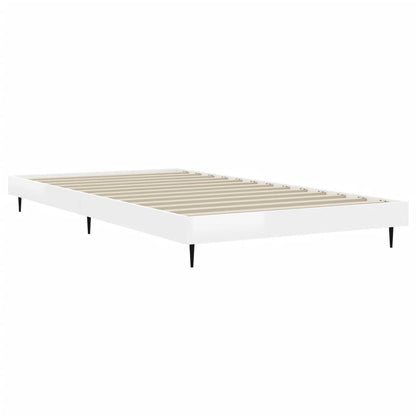 Cadre de lit sans matelas blanc brillant 100x200 cm