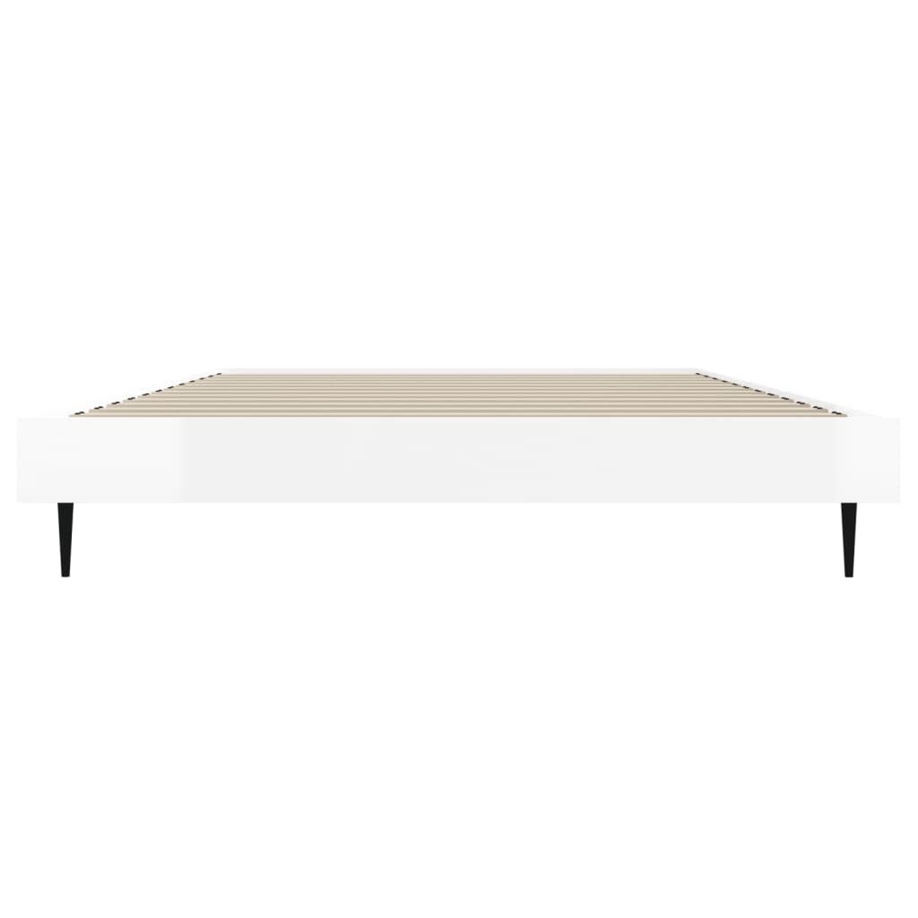 Cadre de lit sans matelas blanc brillant 100x200 cm