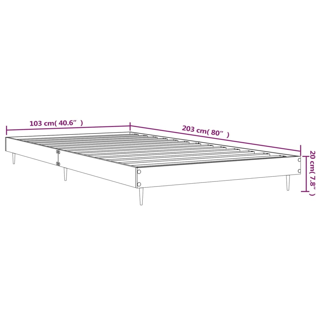 Cadre de lit sans matelas chêne fumé 100x200 cm bois ingénierie