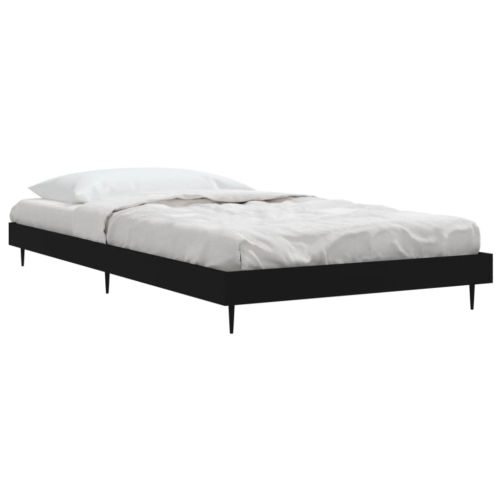 Cadre de lit sans matelas noir 90x200 cm bois d'ingénierie