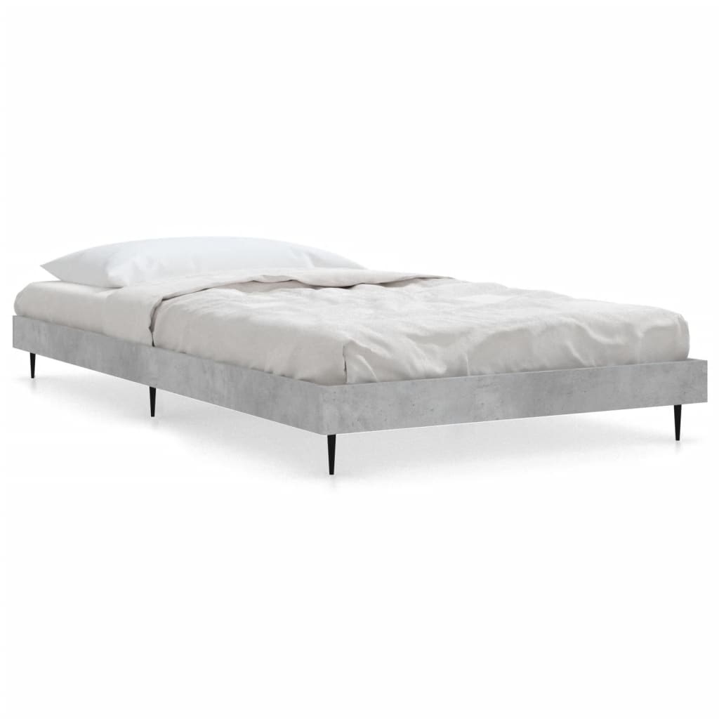 Cadre de lit sans matelas gris béton 90x200 cm