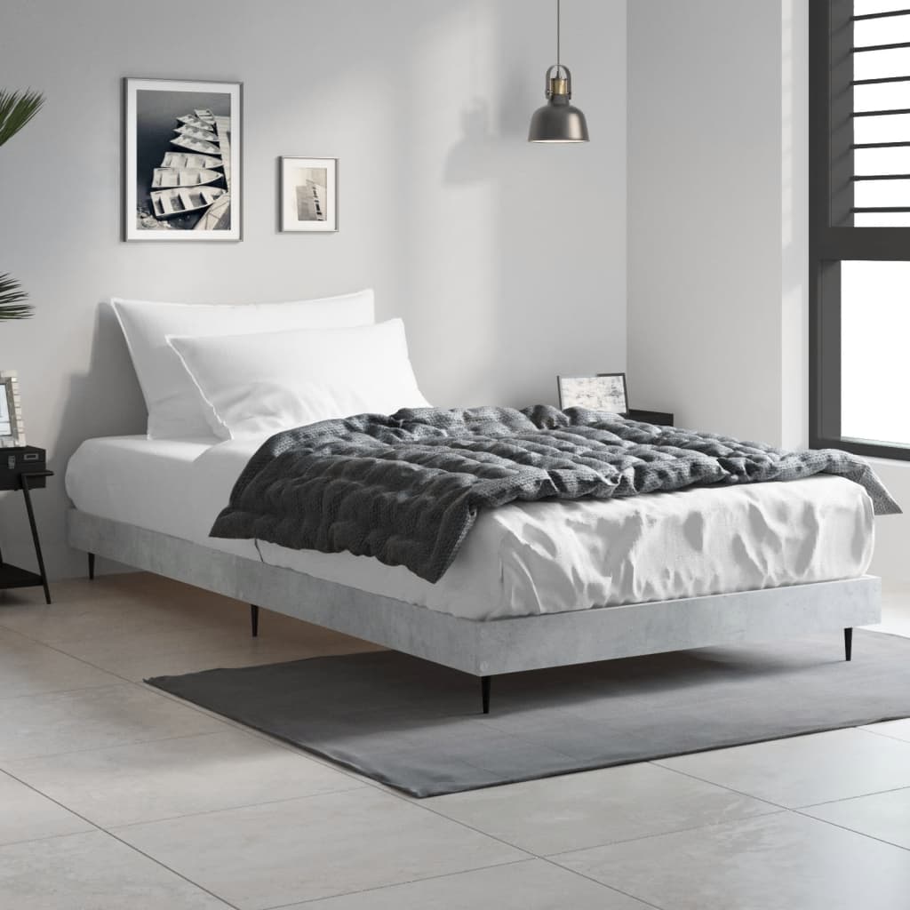 Cadre de lit sans matelas gris béton 90x200 cm