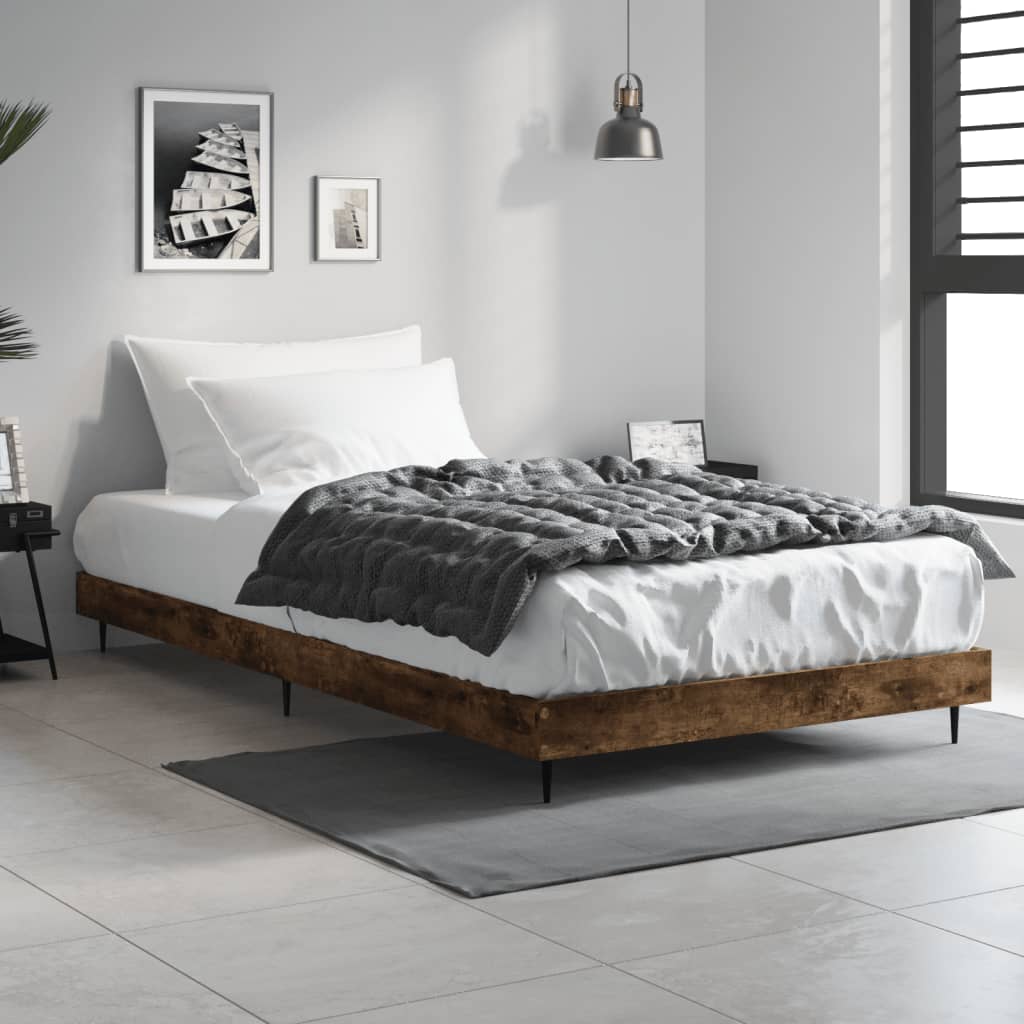 Cadre de lit sans matelas chêne fumé 90x200cm bois d'ingénierie