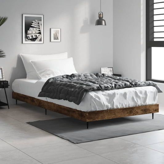 Cadre de lit sans matelas chêne fumé 90x200cm bois d'ingénierie