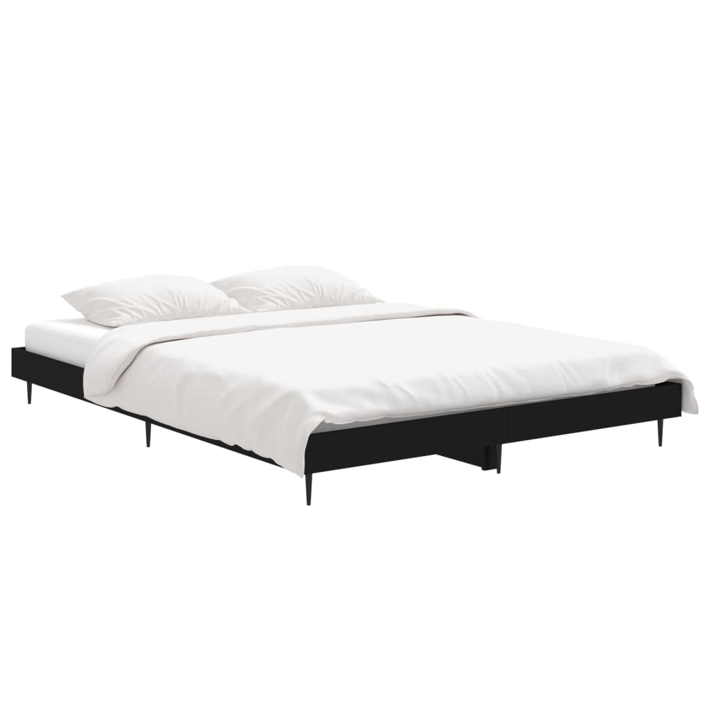 Cadre de lit sans matelas noir 140x190 cm bois d'ingénierie