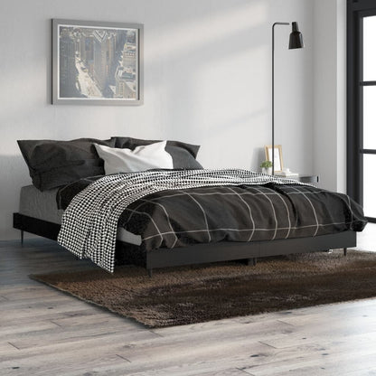 Cadre de lit sans matelas noir 140x190 cm bois d'ingénierie