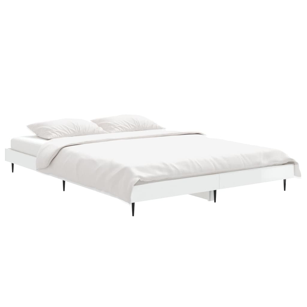 Cadre de lit sans matelas blanc brillant 140x190 cm