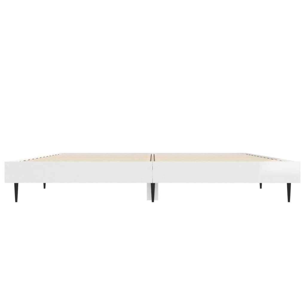 Cadre de lit sans matelas blanc brillant 140x190 cm