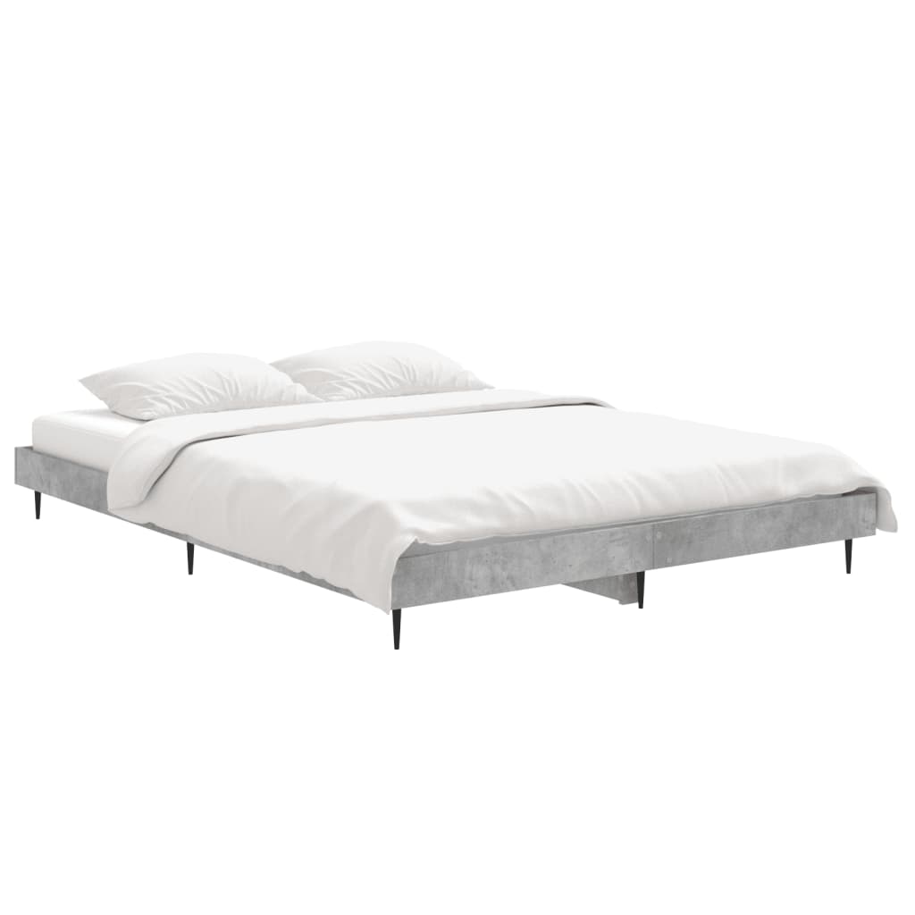 Cadre de lit sans matelas gris béton 140x190 cm