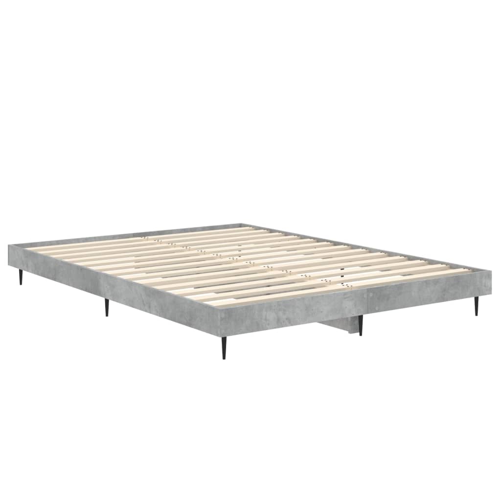 Cadre de lit sans matelas gris béton 140x190 cm