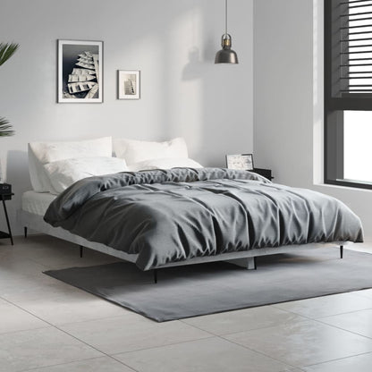 Cadre de lit sans matelas gris béton 140x190 cm