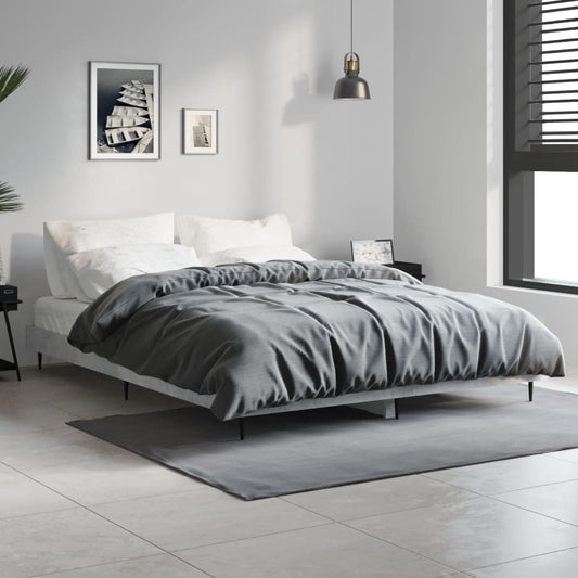 Cadre de lit sans matelas gris béton 140x190 cm