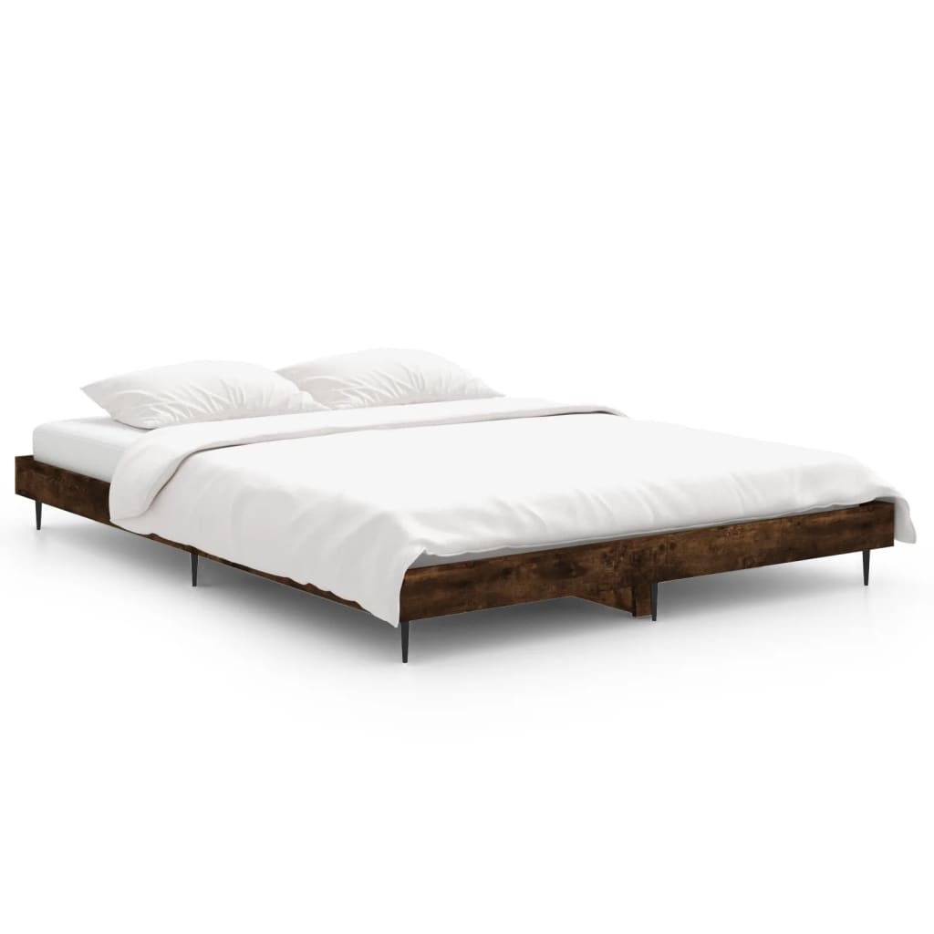 Cadre de lit sans matelas chêne fumé 140x190 cm bois ingénierie