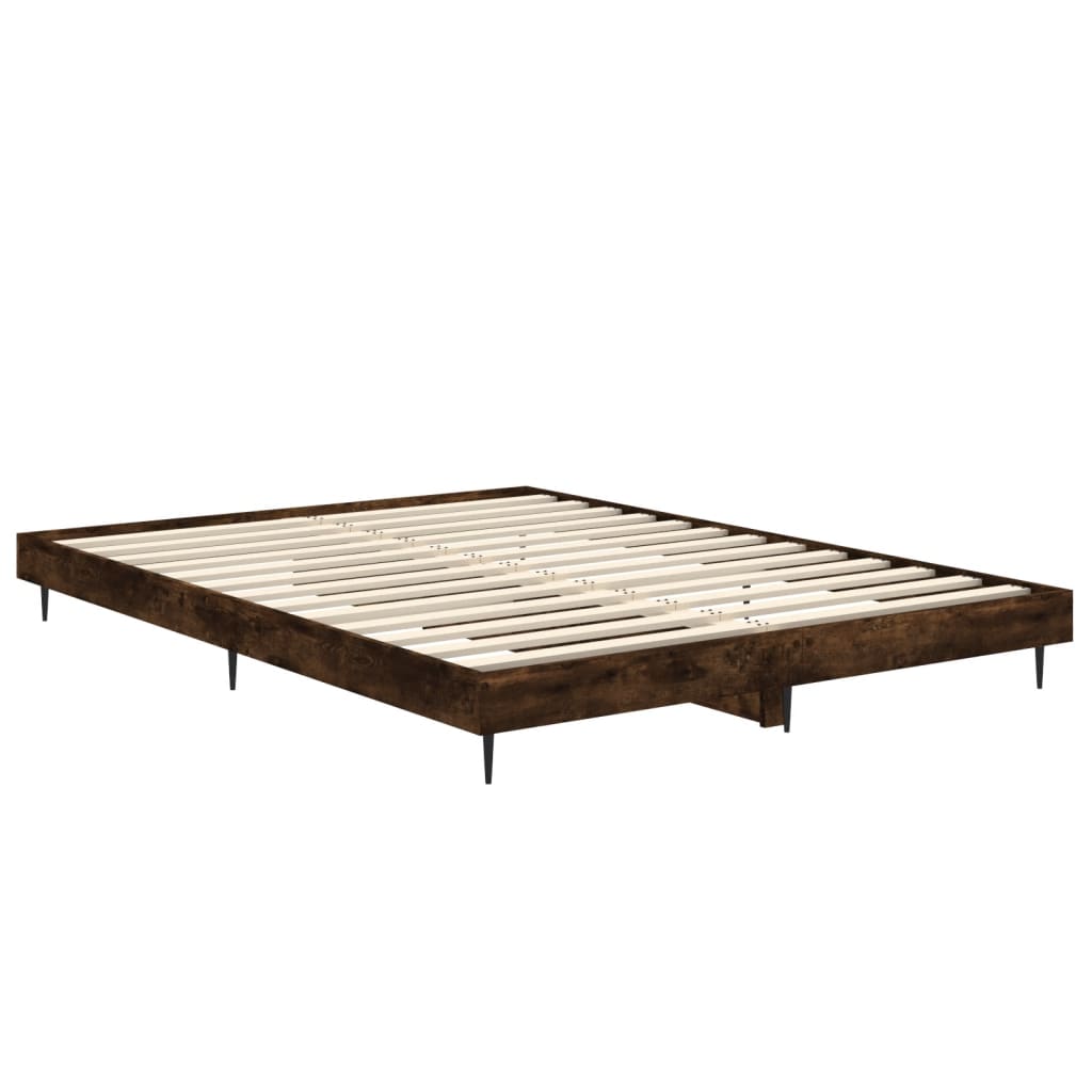 Cadre de lit sans matelas chêne fumé 140x190 cm bois ingénierie