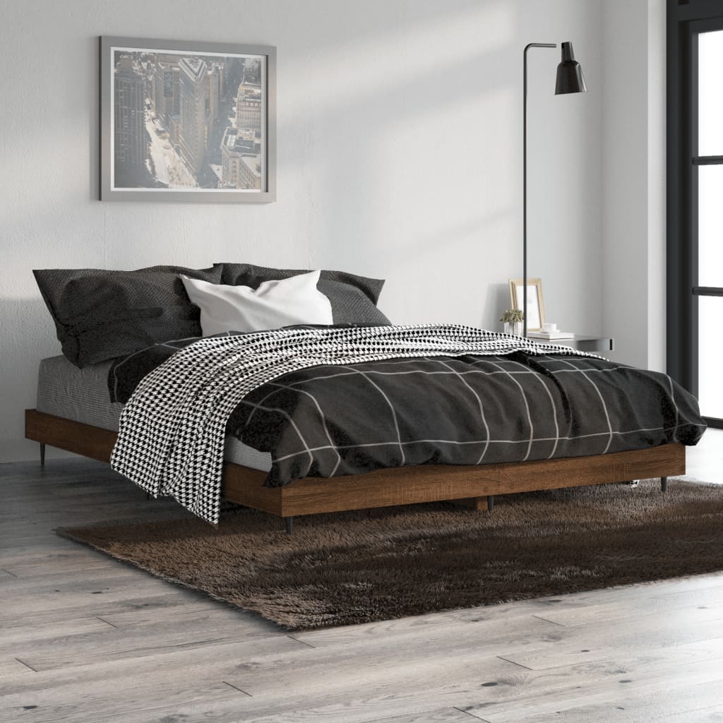 Cadre de lit sans matelas chêne marron 140x190 cm