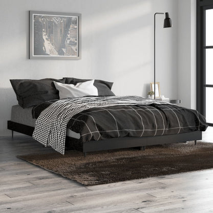 Cadre de lit sans matelas noir 135x190 cm bois d'ingénierie