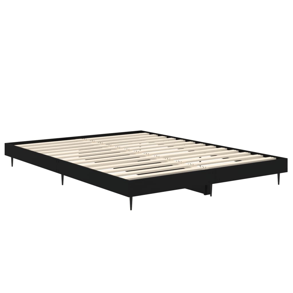 Cadre de lit sans matelas noir 135x190 cm bois d'ingénierie