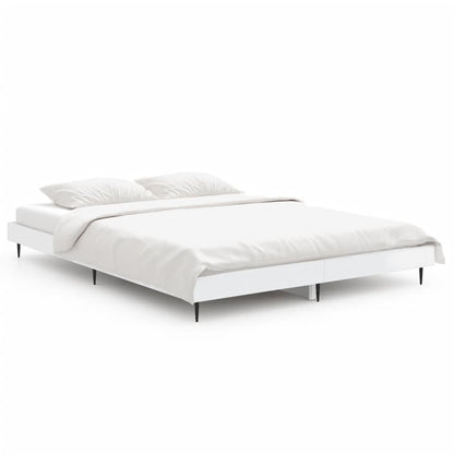 Cadre de lit sans matelas blanc brillant 135x190 cm