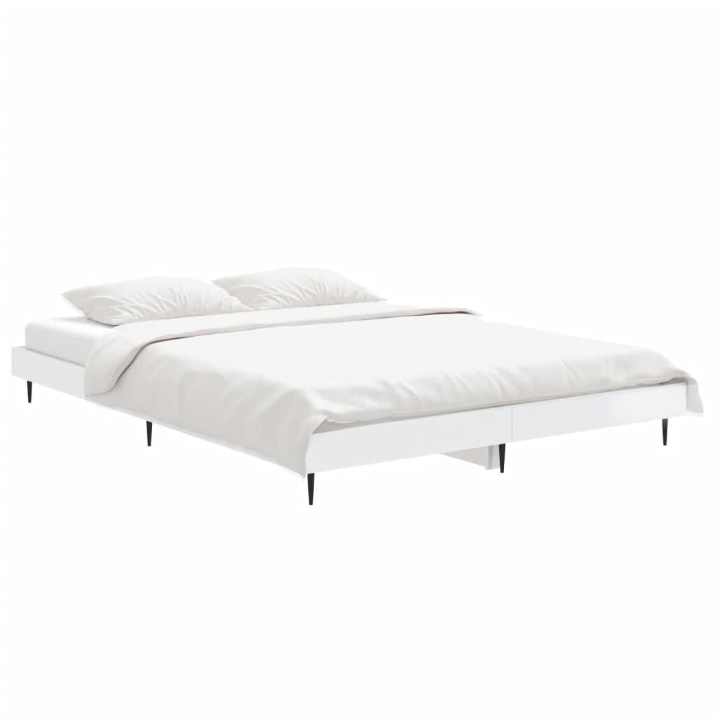 Cadre de lit sans matelas blanc brillant 135x190 cm