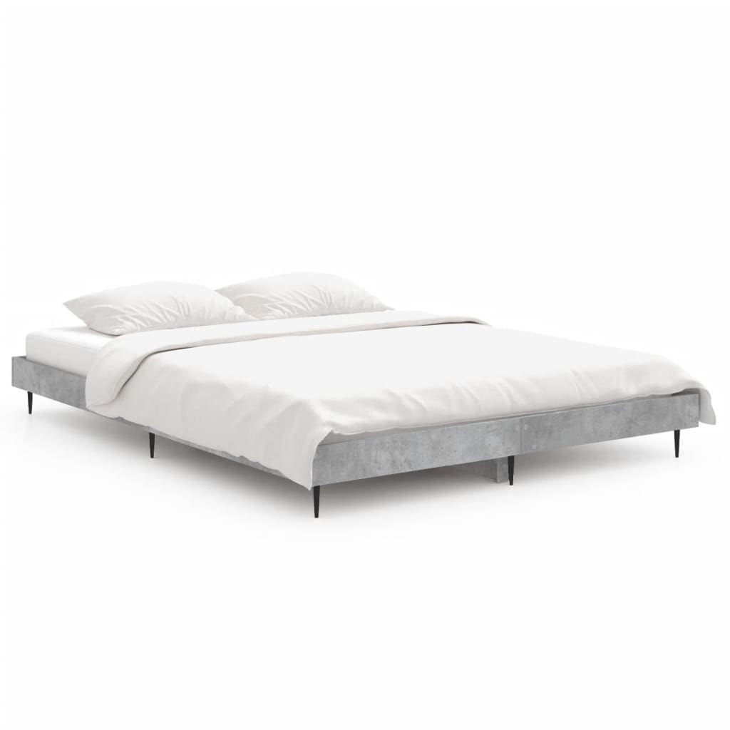 Cadre de lit sans matelas gris béton 135x190 cm