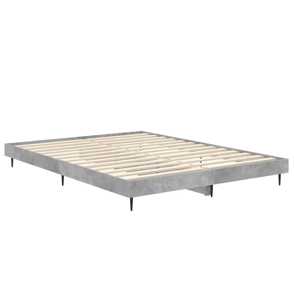 Cadre de lit sans matelas gris béton 135x190 cm