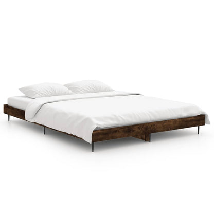 Cadre de lit sans matelas chêne fumé 135x190 cm bois ingénierie