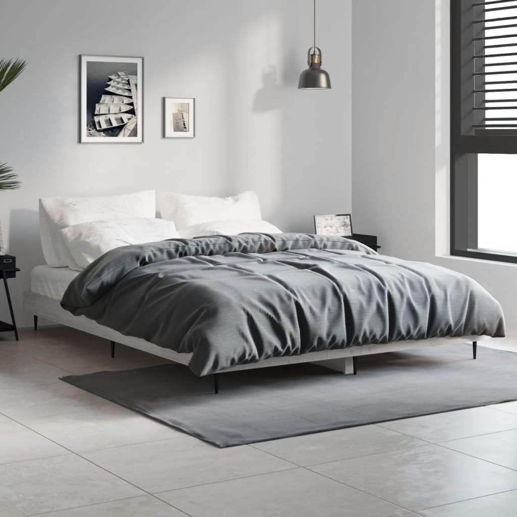 Cadre de lit sans matelas sonoma gris 135x190 cm