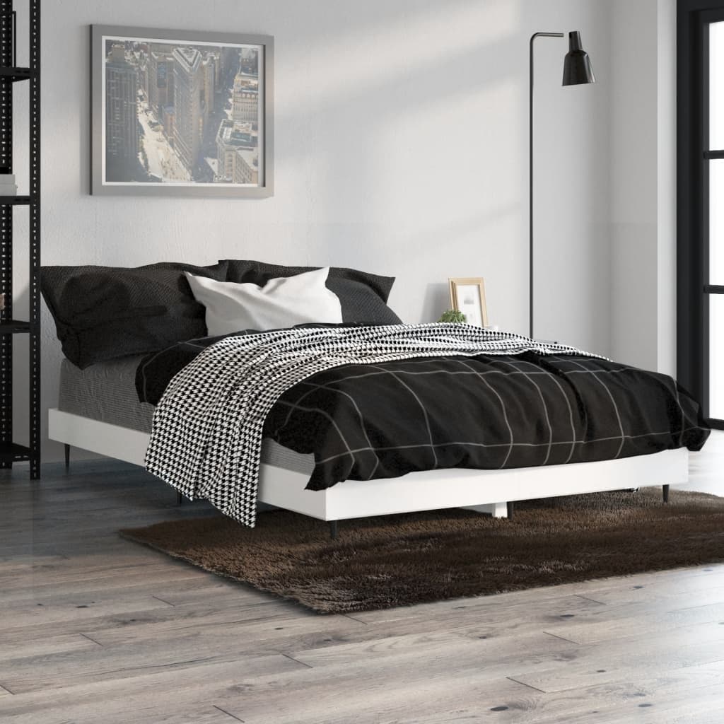 Cadre de lit sans matelas blanc 120x190 cm bois d'ingénierie