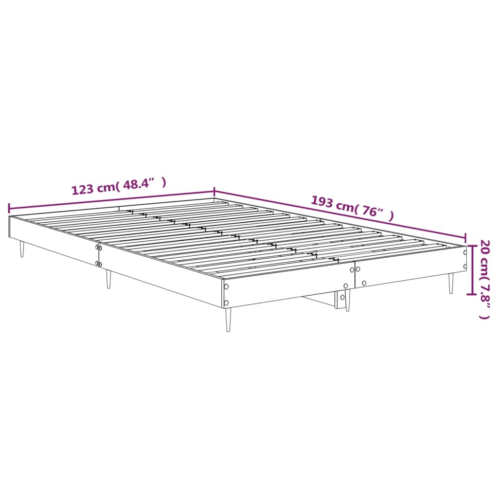 Cadre de lit sans matelas sonoma gris 120x190 cm