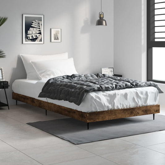 Cadre de lit sans matelas chêne fumé 90x190cm bois d'ingénierie