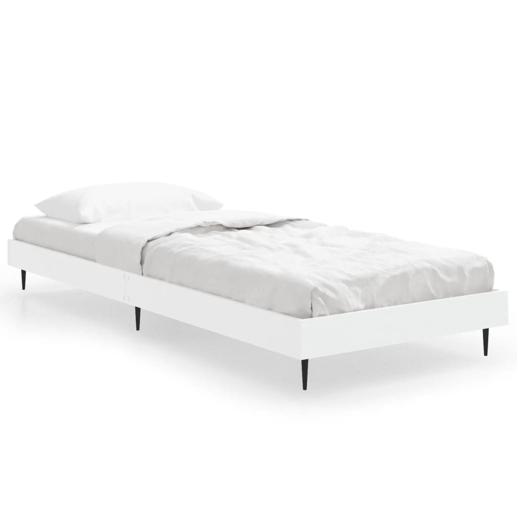 Cadre de lit sans matelas blanc 75x190 cm bois d'ingénierie