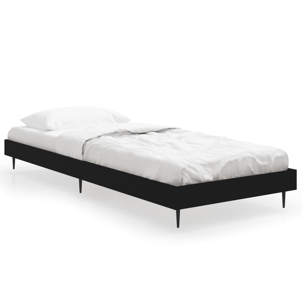 Cadre de lit sans matelas noir 75x190 cm bois ingénierie