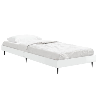 Cadre de lit sans matelas blanc brillant 75x190 cm