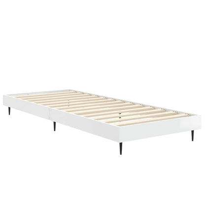 Cadre de lit sans matelas blanc brillant 75x190 cm