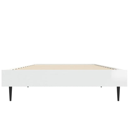 Cadre de lit sans matelas blanc brillant 75x190 cm