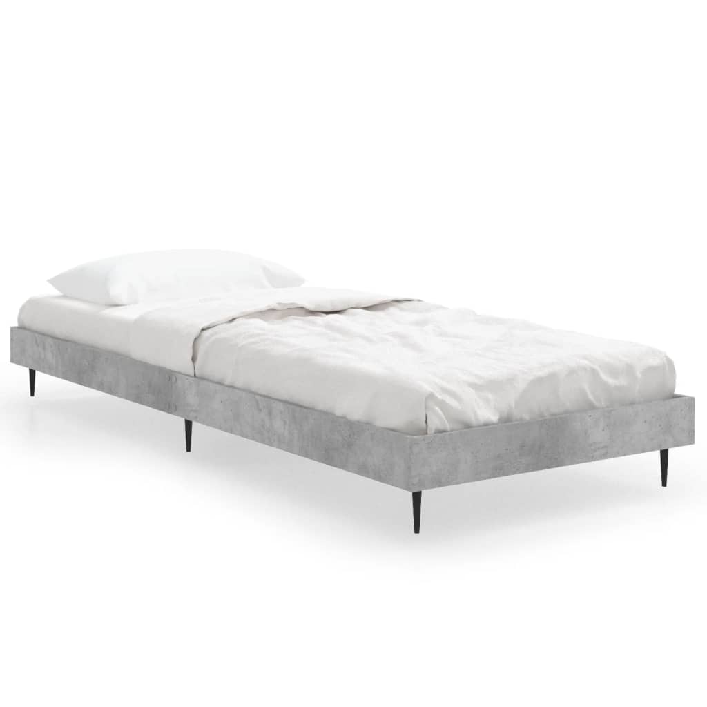 Cadre de lit sans matelas gris béton 75x190 cm