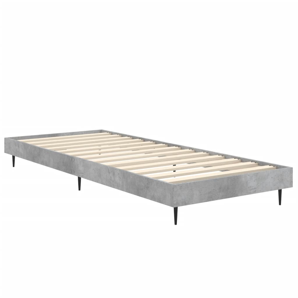 Cadre de lit sans matelas gris béton 75x190 cm