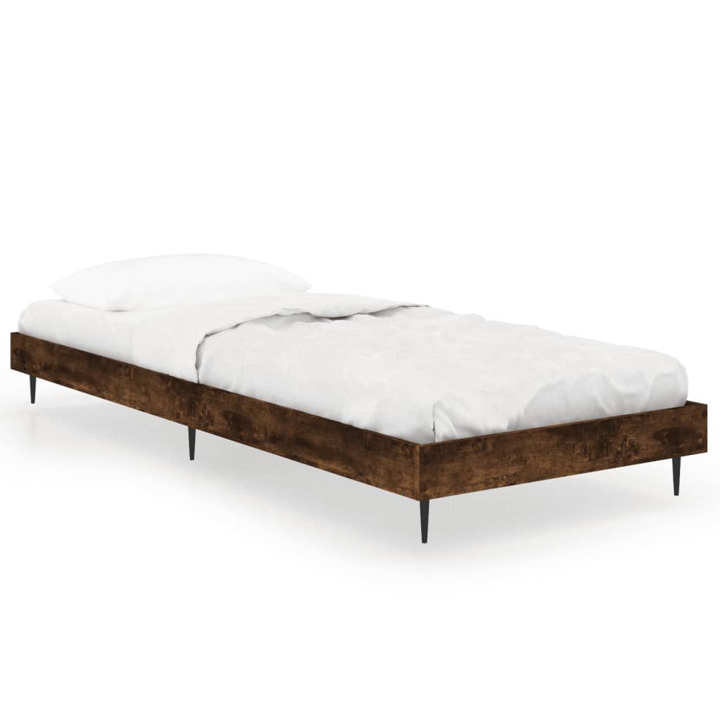 Cadre de lit sans matelas chêne fumé 75x190cm bois d'ingénierie